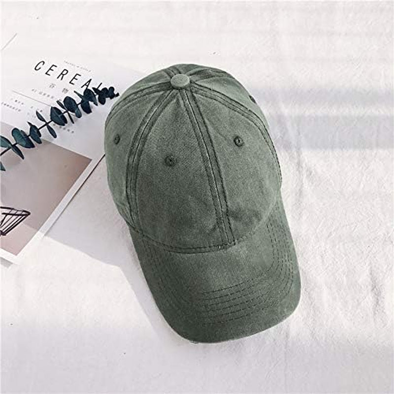 Men Women Washed Distressed Twill Cotton Baseball Cap Vintage Adjustable Dad Hat