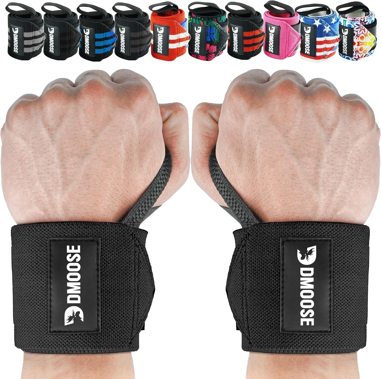 Wrist Wraps for Weightlifting 18" - Heavy Duty Gym Wrap with Hand Thumb Loop for Support & Pain Relief, USPA Approved Powerlifting, Weight Lifting Wrist Straps for Men & Women Work Out